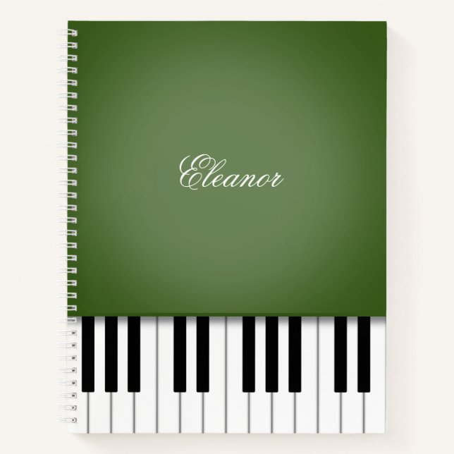 Dark Moss Piano Music Keyboard Custom Notebook (Front)
