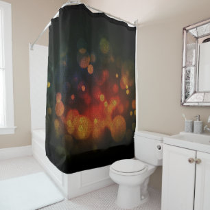 Dark Multi Colour Bokeh Circles Shower Curtain