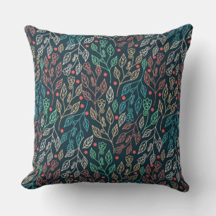 Dark Multicolor Leaves Cushion