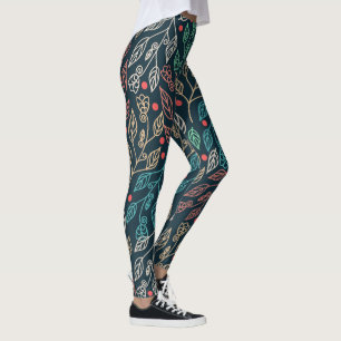 Dark Multicolor Leaves Leggings