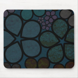 Dark Multicolored Modern Textured Circle Florals Mouse Pad