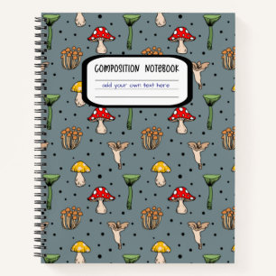 Dark Mushroom Pattern Composition Notebook