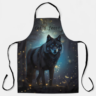 Dark Mysterious Black Wolf - Let's Feast Apron