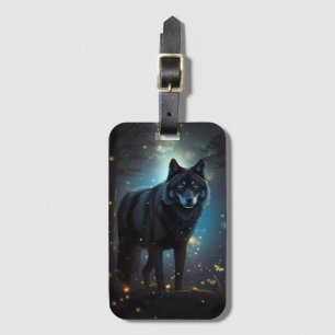 Dark Mysterious Black Wolf  Luggage Tag