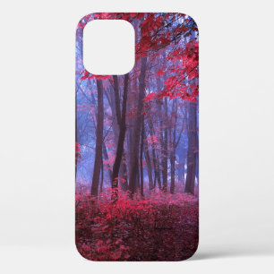 Dark mysterious forest in pink tones. Mystical aut iPhone 12 Case