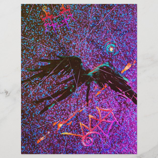 Dark Mystery winged figure flying across the space (Front)