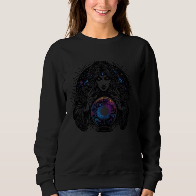 Dark Mystical Figure With Colourful Glowing Orb Fo Sweatshirt (Front)