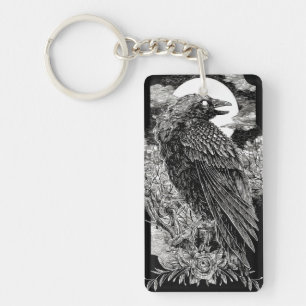 Dark Mystical Raven Key Ring