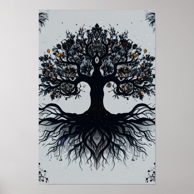Dark Mystical Tree of Life Art Poster (Front)