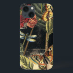 Dark Nature Scene by Vision Studio iPhone 13 Case<br><div class="desc">This dark nature scene shows a couple of butterflies and a dragonfly congregating above deep green leaves and a beautiful flower. You can almost hear the beating of wings as you study the piece. If you enjoy nature you'll enjoy this painting. Buy your copy today!</div>