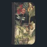 Dark Nature Scene by Vision Studio Samsung S4 Wallet Case<br><div class="desc">This dark nature scene shows a couple of butterflies and a dragonfly congregating above deep green leaves and a beautiful flower. You can almost hear the beating of wings as you study the piece. If you enjoy nature you'll enjoy this painting. Buy your copy today!</div>