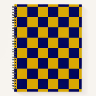 Dark Navy and Mustard Yellow Chequerboard Notebook