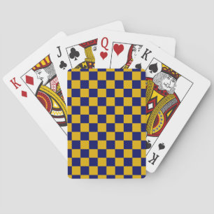 Dark Navy and Mustard Yellow Chequerboard Playing Cards