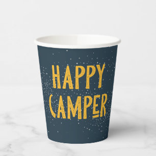 Dark Navy and Yellow Happy Camper Cups