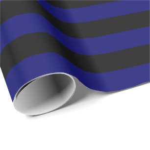 Dark Navy Blue and Black Stripe Wrapping Paper