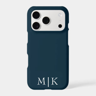 Dark Navy Blue and White Modern Monogram
