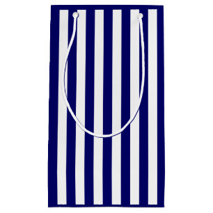 Dark Navy Blue and White Stripe Small Gift Bag