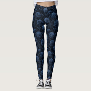 Dark Navy Blue Athletic Carnation Charm Moms  Leggings