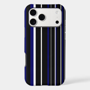 Dark Navy Blue, Black, White Barcode Stripe