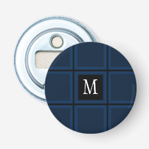 Dark Navy Blue Custom Single Initial Striped Bottle Opener