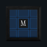 Dark Navy Blue Custom Single Initial Striped Gift Box<br><div class="desc">This simple and modern gift box is perfect for personalising with an initial.</div>