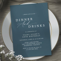 Dark Navy Blue | Elegant Simple Birthday Dinner