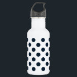 Dark navy blue polka dots 532 ml water bottle<br><div class="desc">Dark navy blue polka dots on white background</div>