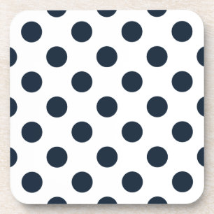 Dark navy blue polka dots coaster