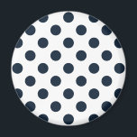 Dark navy blue polka dots magnet<br><div class="desc">Dark navy blue polka dots on white background</div>