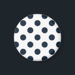 Dark navy blue polka dots magnet<br><div class="desc">Dark navy blue polka dots on white background</div>