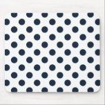 Dark navy blue polka dots mouse pad<br><div class="desc">Dark navy blue polka dots on white background</div>