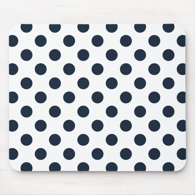 Dark navy blue polka dots mouse pad (Front)