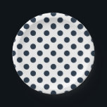 Dark navy blue polka dots paper plate<br><div class="desc">Dark navy blue polka dots on white background</div>