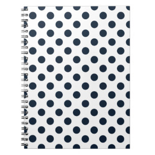 Dark navy blue polka dots spiral notebook