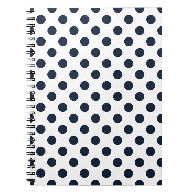 Dark navy blue polka dots spiral notebook (Front)