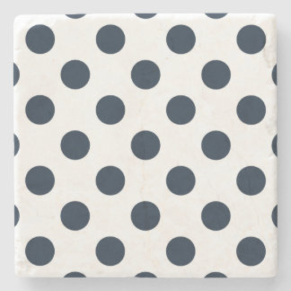 Dark navy blue polka dots stone coaster