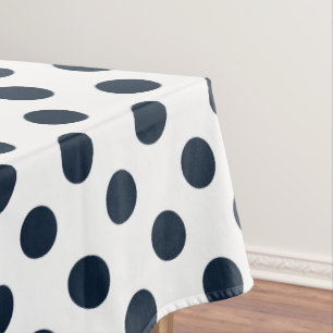 Dark navy blue polka dots tablecloth