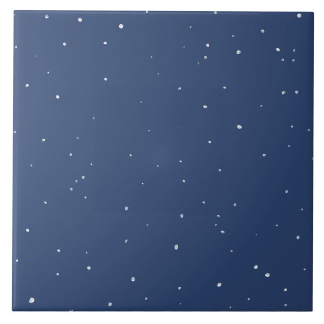 Dark Navy Blue Star Starry Night Home Decor Accent Tile (Front)