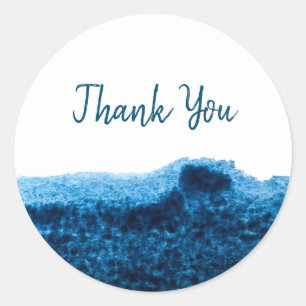 Dark navy blue watercolor minimal classic round sticker