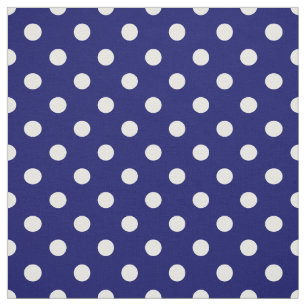 Dark Navy-blue White Polka Dots Textile Fabric