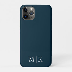 Dark Navy Blueand White   Modern Monogram Case-Mate iPhone Case