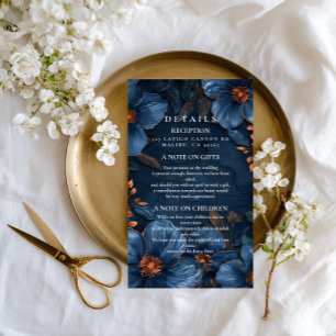 Dark Navy Botanical Romance Enclosure Card