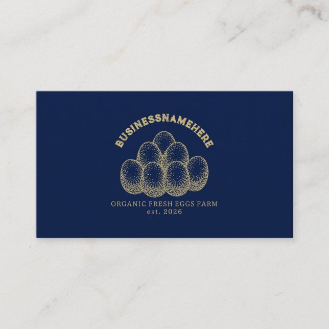 Dark Navy Chicken Eggs QR Code Business Card (Front)