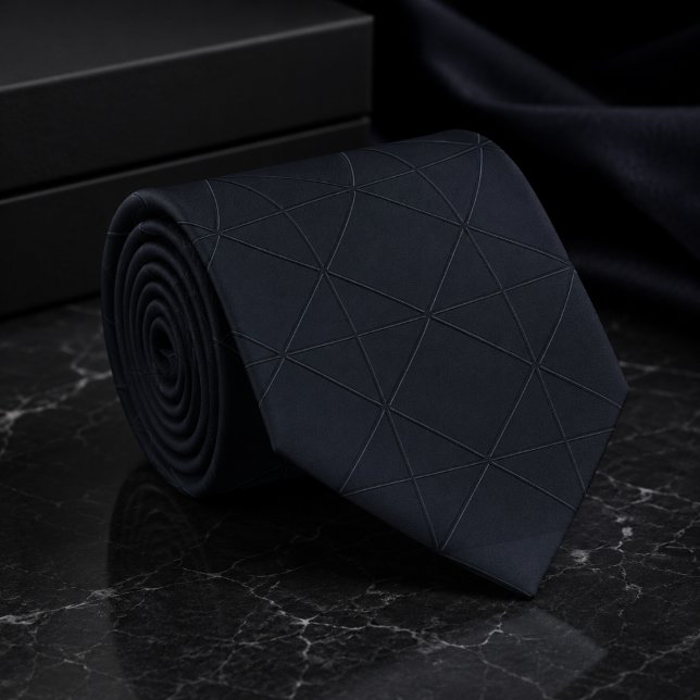 Dark Navy Funeral Geometric  Tie (Creator Uploaded)