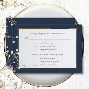Dark Navy Gold Frame Script Menu Selection RSVP 