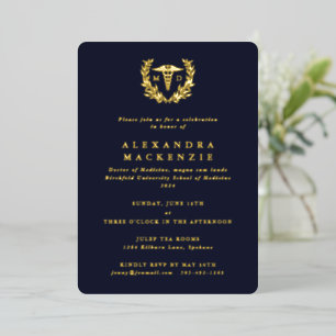 Dark Navy MD Caduceus + Laurel Wreath Graduation