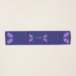 Dark Navy Purple Water Lilies Long Chiffon Scarf<br><div class="desc">Long or Longer Purple Blue Water Lilies Chiffon Scarf on Dark Navy (Midnight Blue).  Fully customisable with optional monogram or name.  For the long or longer option.  See the store Claudine_Boerner for the square option.</div>