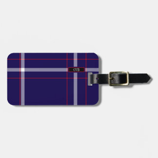 Dark Navy, Red, & White Plaid Luggage Tag
