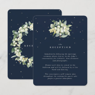 Dark Navy Snowberry+Eucalyptus Bouquet Reception Enclosure Card