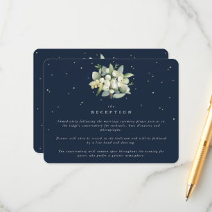 Dark Navy Snowberry+Eucalyptus Bouquet Reception Enclosure Card